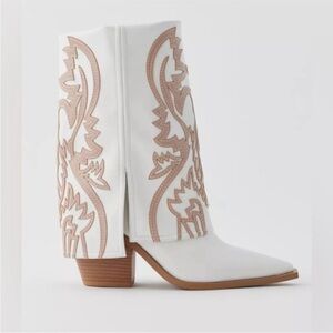 Azalea Wang Esperanza Tan and White Western Boots